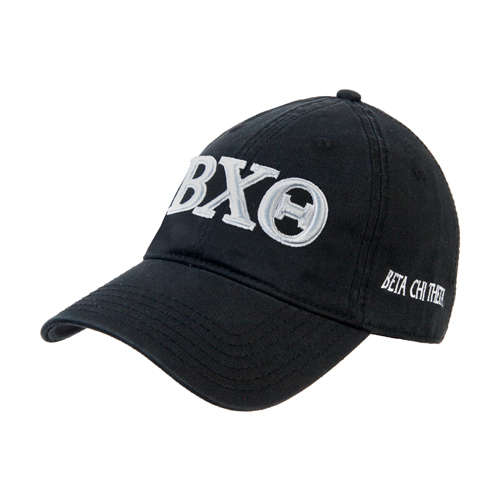 Black Unstructured Adjustable Low Profile Hat-Greek Letters