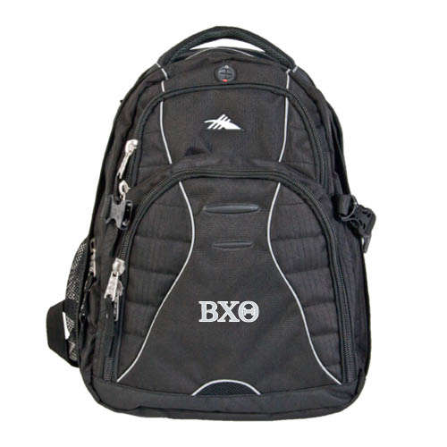 High Sierra Black Swerve Computer Backpack-Greek Letters