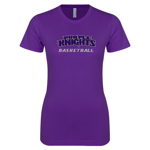  Next Level Womens Purple Boyfriend Tee - Basketball