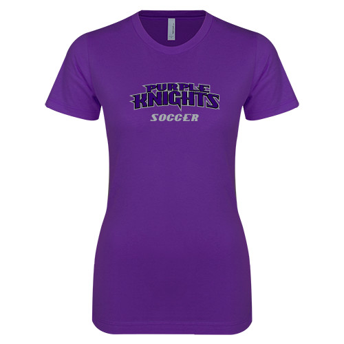  Next Level Womens Purple Boyfriend Tee - Soccer