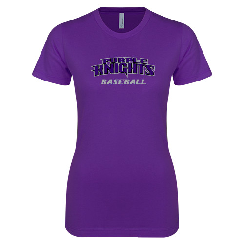  Next Level Womens Purple Boyfriend Tee - Baseball