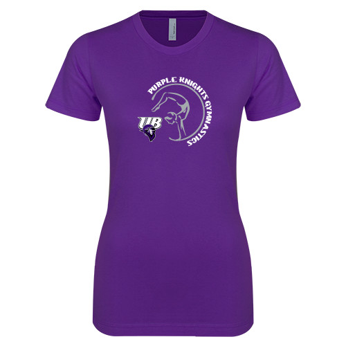  Next Level Womens Purple Boyfriend Tee - Gymnastics Circle Design