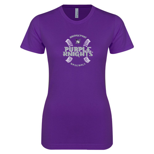  Next Level Womens Purple Boyfriend Tee - Baseball Ball Design
