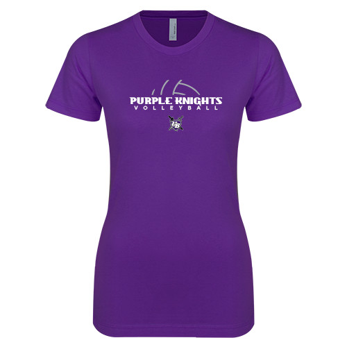  Next Level Womens Purple Boyfriend Tee - Volleyball Ball Design