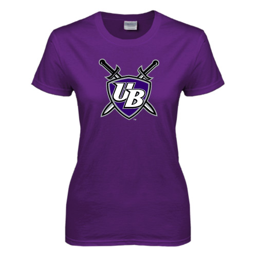  Womens Purple Short Sleeve Tee - UB Shield w/ Swords
