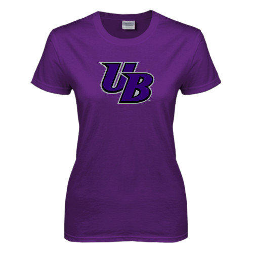  Womens Purple Short Sleeve Tee - Interlocking UB