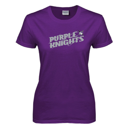  Womens Purple Short Sleeve Tee - Purple Knights Slanted