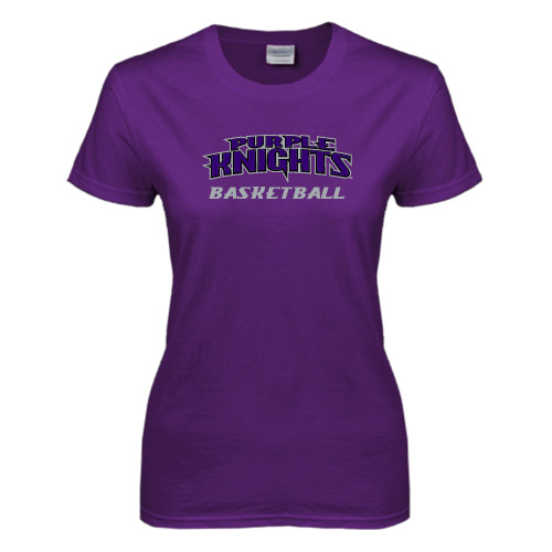  Womens Purple Short Sleeve Tee - Basketball