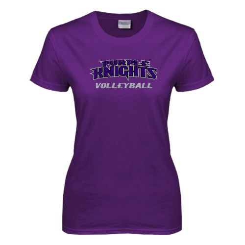  Womens Purple Short Sleeve Tee - Volleyball
