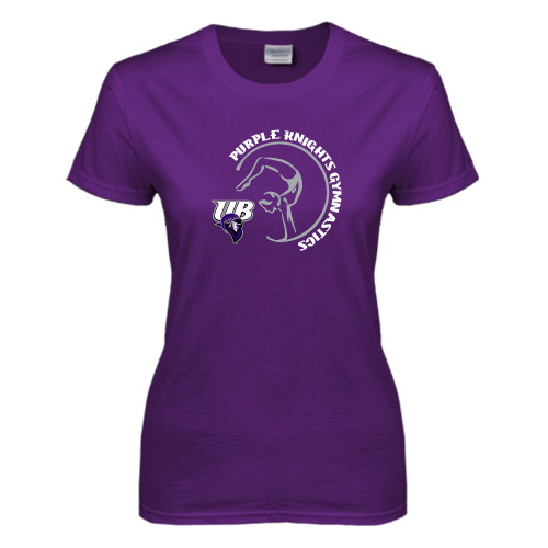  Womens Purple Short Sleeve Tee - Gymnastics Circle Design