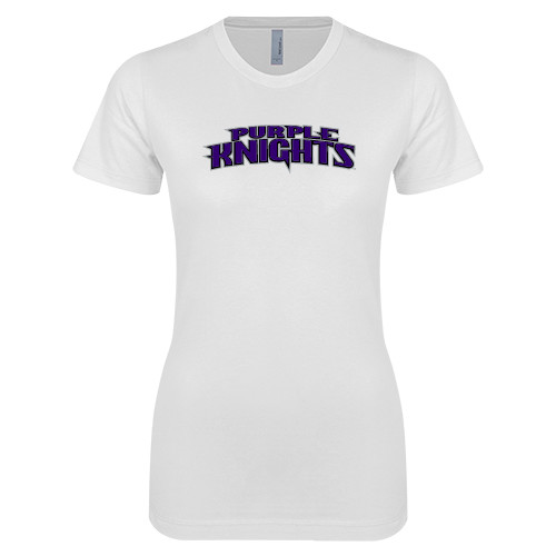  Next Level Womens White Boyfriend Tee - Purple Knights