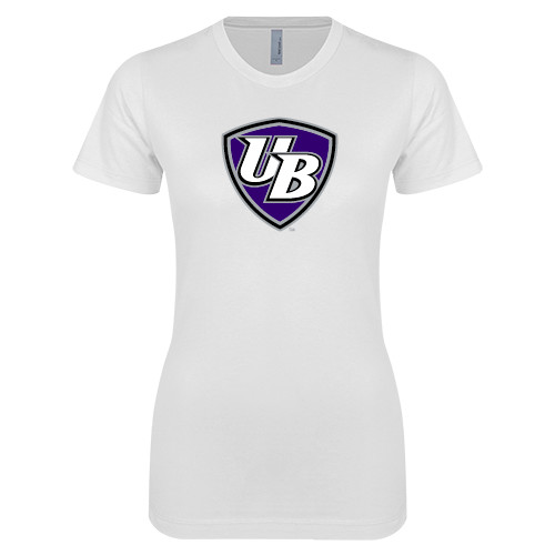  Next Level Womens White Boyfriend Tee - UB Shield