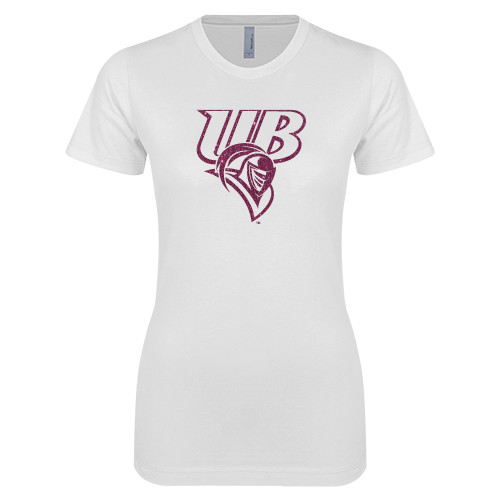  Next Level Womens White Boyfriend Tee - Primary Mark Glitter