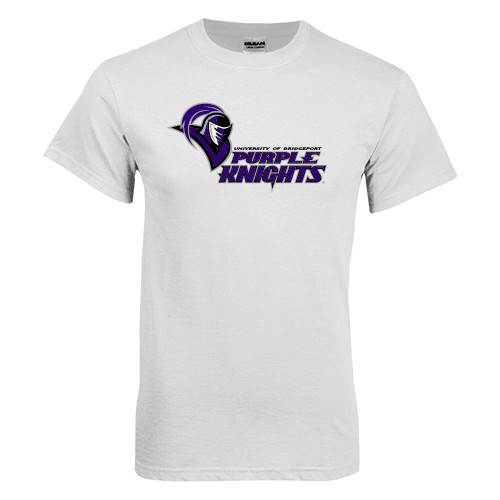  White T Shirt - Purple Knights Stacked w/ Knight Head
