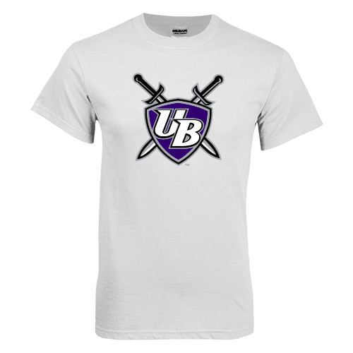  White T Shirt - UB Shield w/ Swords