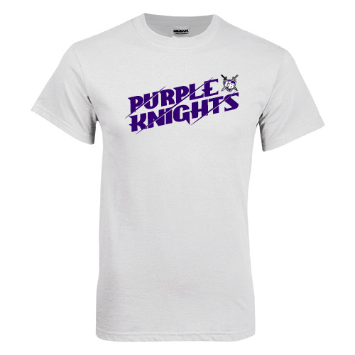  White T Shirt - Purple Knights Slanted