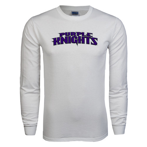  White Long Sleeve T Shirt - Purple Knights