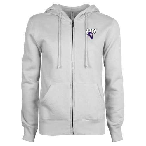  ENZA Womens White Fleece Full Zip Hoodie - Primary Mark