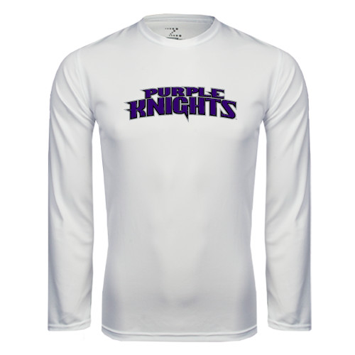  White Performance Long Sleeve Shirt - Purple Knights