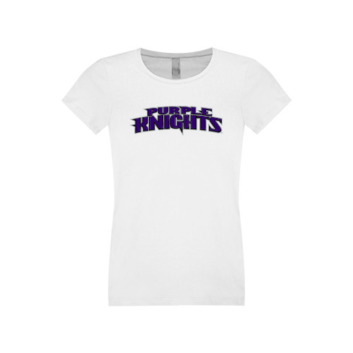  Next Level Girls White Fashion Fit T Shirt - Purple Knights