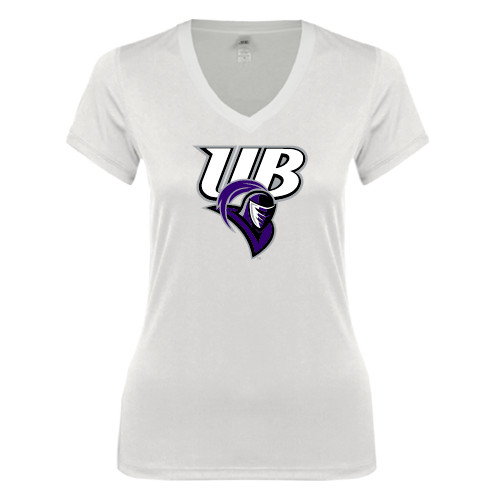  Next Level Womens White Ideal V Tee - Primary Mark