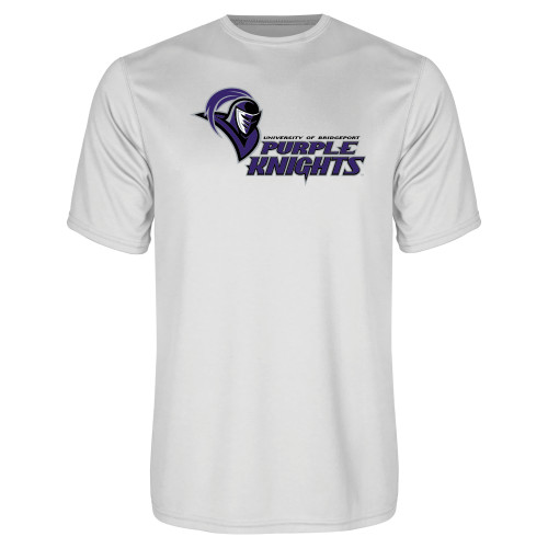  White Performance Tee - Purple Knights Stacked w/ Knight Head