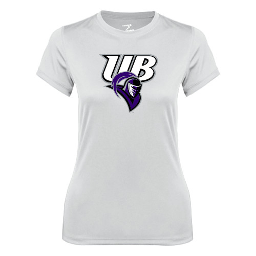  Womens White Performance Tee - Primary Mark