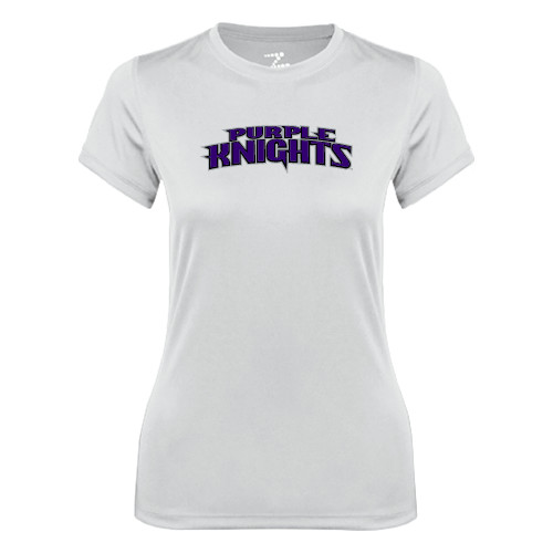  Womens White Performance Tee - Purple Knights