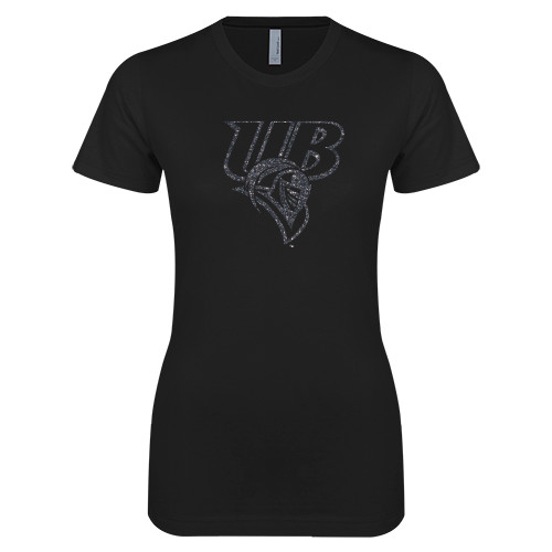  Next Level Womens Black Boyfriend Tee - Primary Mark Glitter