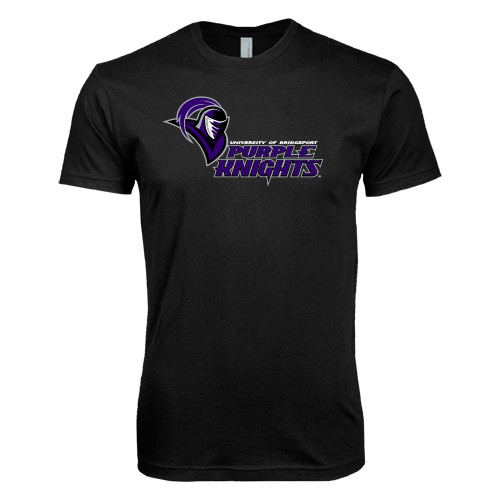  Next Level Black SoftStyle T Shirt - Purple Knights Stacked w/ Knight Head