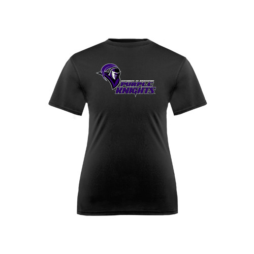  Youth Performance Black Tee - Purple Knights Stacked w/ Knight Head
