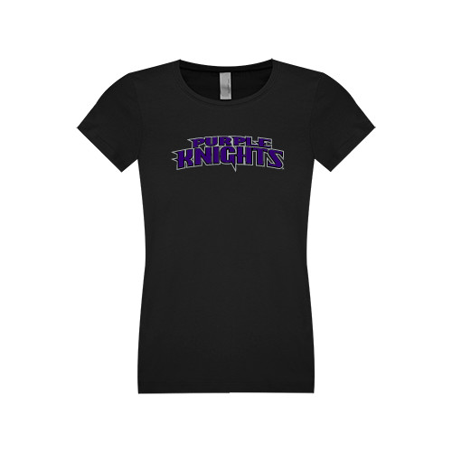  Next Level Girls Black Fashion Fit T Shirt - Purple Knights