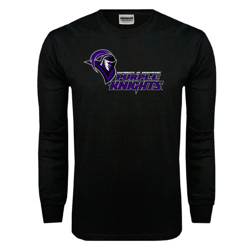  Black Long Sleeve T Shirt - Purple Knights Stacked w/ Knight Head