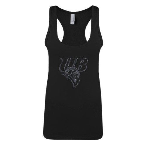  Next Level Womens Black Racerback Tank  - Primary Mark Glitter