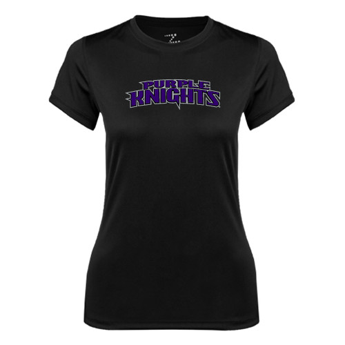  Womens Black Performance Tee - Purple Knights