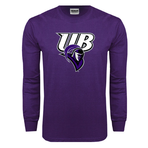  Purple Long Sleeve T Shirt - Primary Mark Distressed