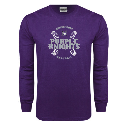  Purple Long Sleeve T Shirt - Baseball Ball Design