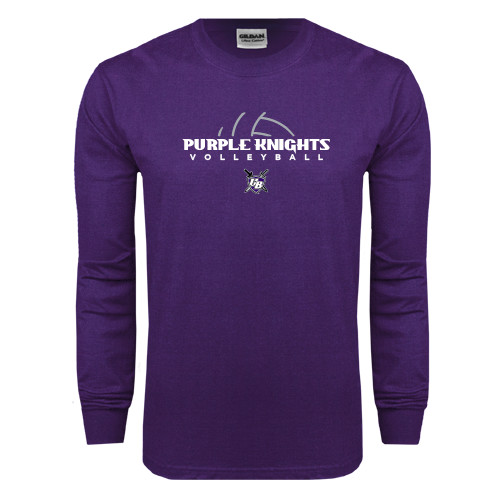  Purple Long Sleeve T Shirt - Volleyball Ball Design