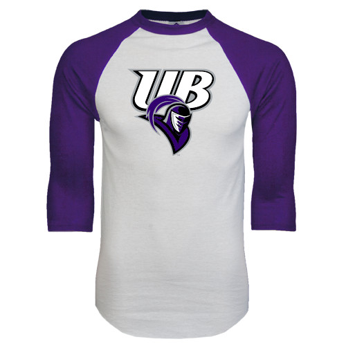  White/Purple Raglan Baseball T Shirt - Primary Mark