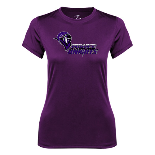  Womens Purple Performance Tee - Purple Knights Stacked w/ Knight Head
