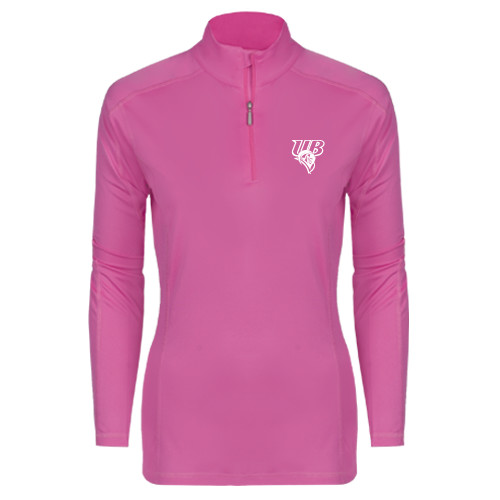  Syntrel Womens Raspberry Interlock 1/4 Zip - Primary Mark