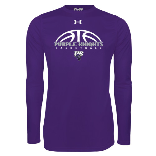  Under Armour Purple Long Sleeve Tech Tee - Basketball Half Ball Design