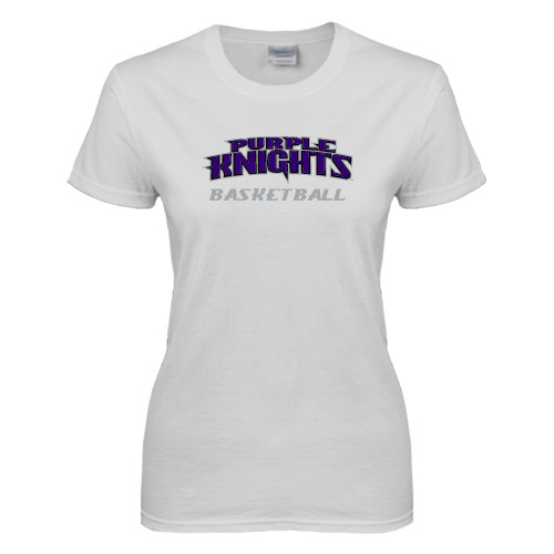  Womens White Short Sleeve Tee - Basketball
