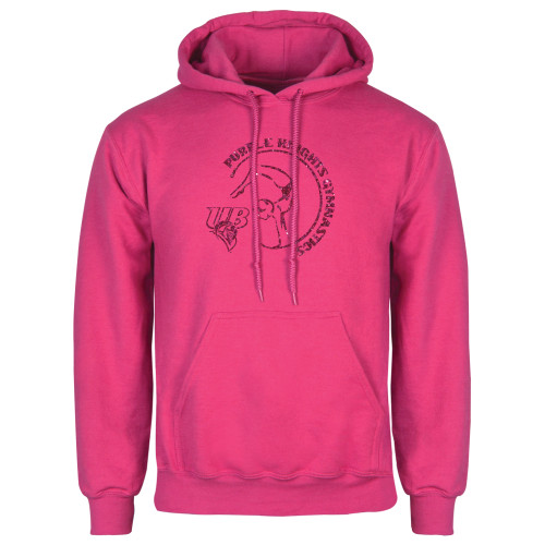  Womens Fuchsia Fleece Hoodie - Gymnastics Circle Design Glitter