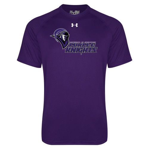 Under Armour Purple Tech Tee - Purple Knights Stacked w/ Knight Head