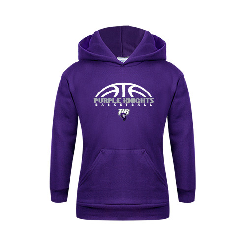  Youth Purple Fleece Hoodie - Basketball Half Ball Design