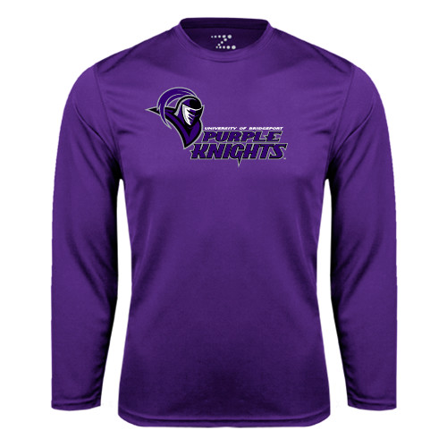  Purple Performance Long Sleeve Shirt - Purple Knights Stacked w/ Knight Head