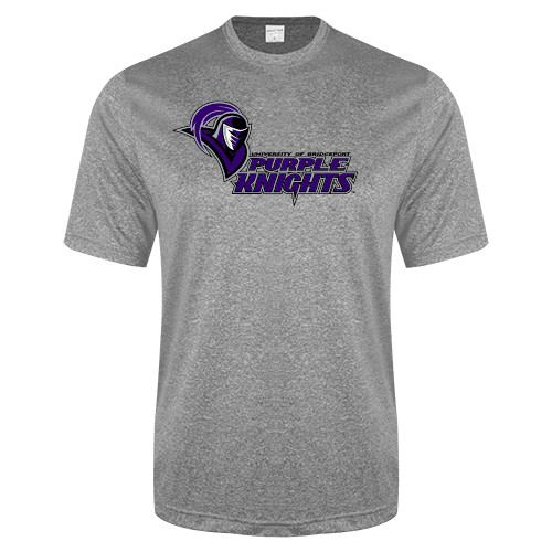  Grey Heather Performance Contender Tee - Purple Knights Stacked w/ Knight Head
