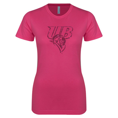  Next Level Womens Fuchsia Boyfriend Tee - Primary Mark Glitter