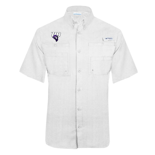  Columbia White Tamiami Performance Short Sleeve Shirt - Primary Mark